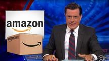 Stephen Colbert, Colbert Report, Amazon box, smirk
