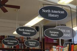 Harvard Book Store interior signage