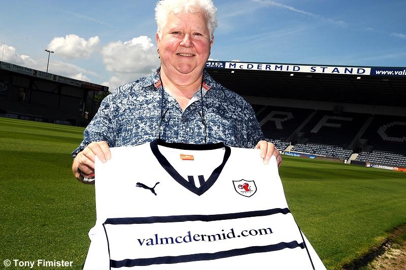 Val McDermid and Raith Rovers jersey