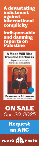 Pluto Press (UK):  A Moon Will Rise from the Darkness: Reports on Israel's Genocide in Palestine by Francesca Albanese, edited by Mandy Turner and Lex Takkenberg