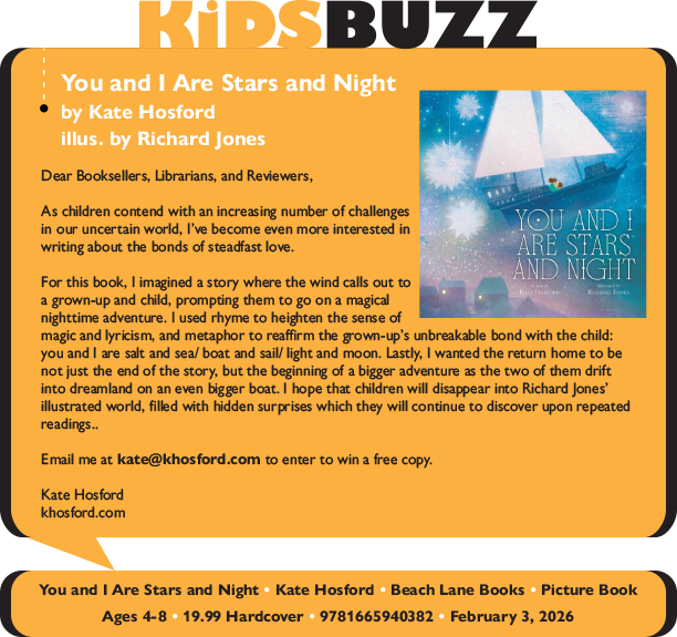 KidsBuzz: Beach Lane Books: You and I Are Stars and Night by Kate Hosfod, illus. by Richard Jones